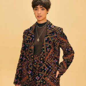 FARM RIO Embroidered Corduroy Blazer